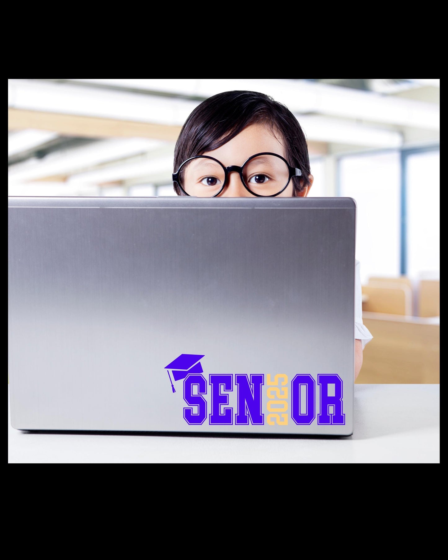 Customizable SENIOR With Grad Cap and 2025 Vinyl Decal Sticker – Show Off Your Senior Year – Personalized School Colors