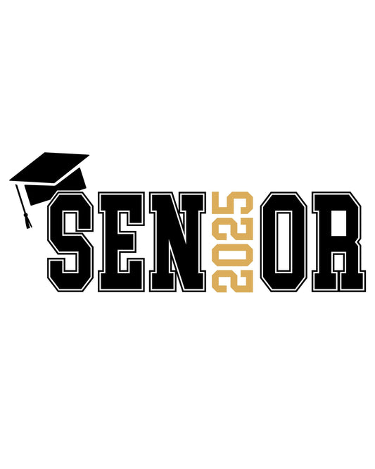 Customizable SENIOR With Grad Cap and 2025 Vinyl Decal Sticker – Show Off Your Senior Year – Personalized School Colors
