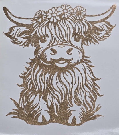VINYL Car Decal | HIGHLAND COW Decal | Highland Baby Cow | Calf Country Decal | Scottish Highland Cow | Rustic Cow | Computer Car Window
