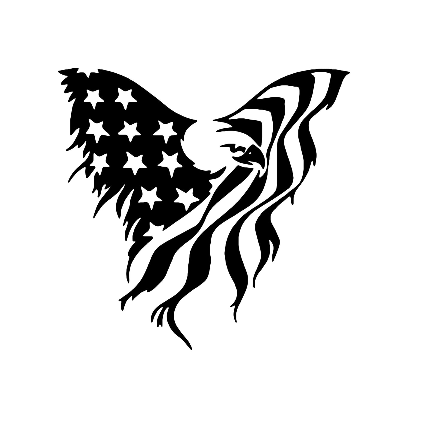 Vinyl Decal American Flag in the shape of Bald Eagle Optional America, USA Patriotic Decal