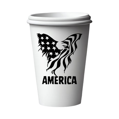 Vinyl Decal American Flag in the shape of Bald Eagle Optional America, USA Patriotic Decal