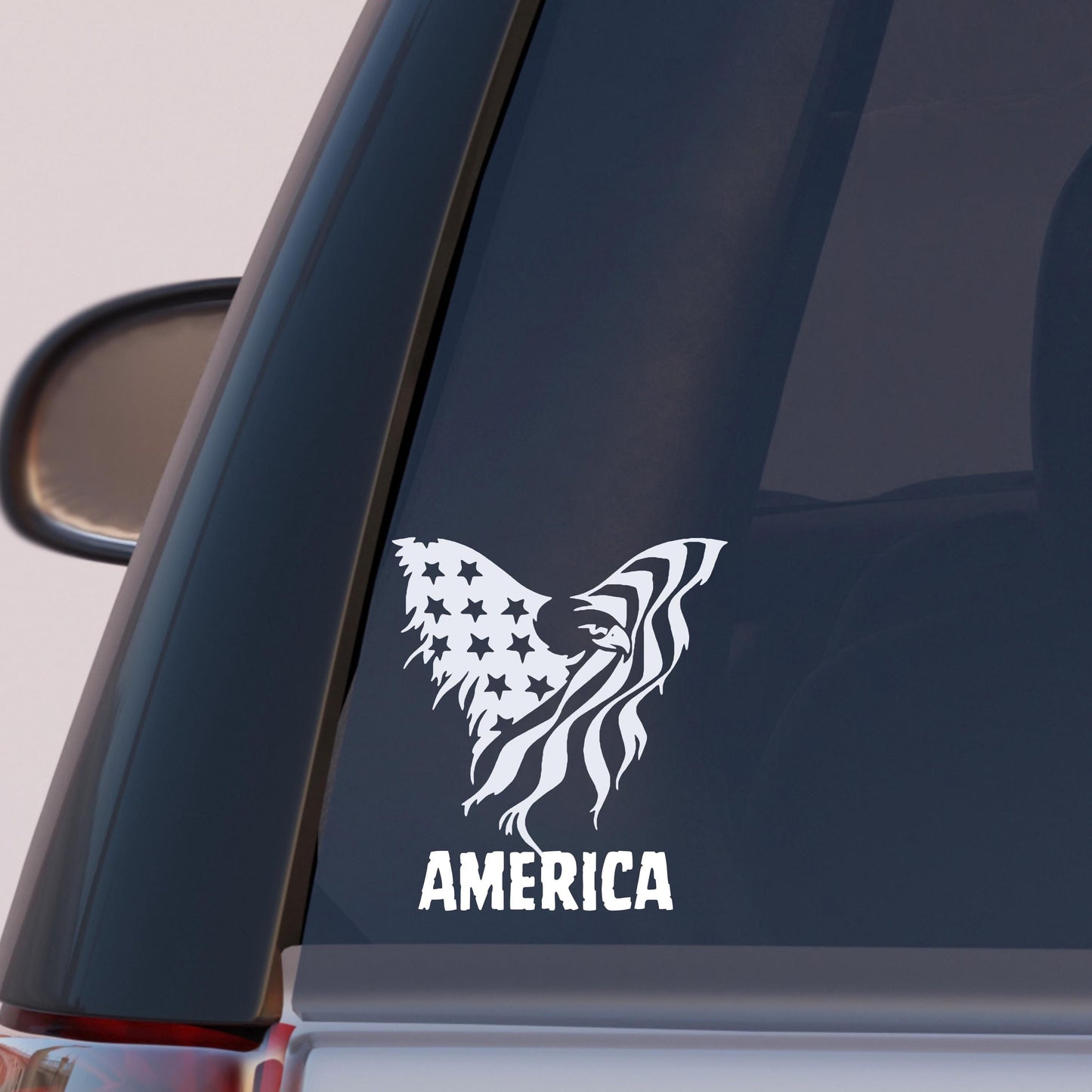 Vinyl Decal American Flag in the shape of Bald Eagle Optional America, USA Patriotic Decal