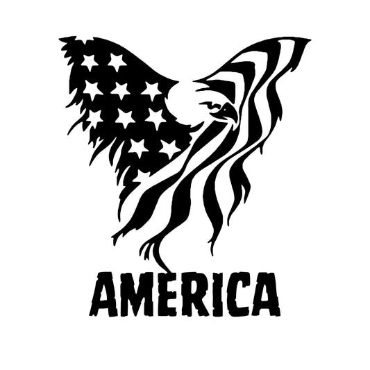 Vinyl Decal American Flag in the shape of Bald Eagle Optional America, USA Patriotic Decal