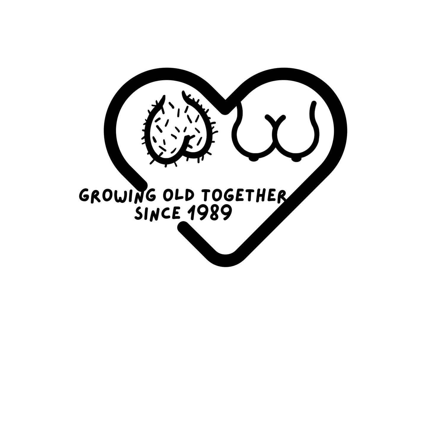 Growing old Together Since (year) Sagging boobs and hairy balls Decal, Funny Wedding Anniversary Gift Idea,  Car Window, Laptop Decal