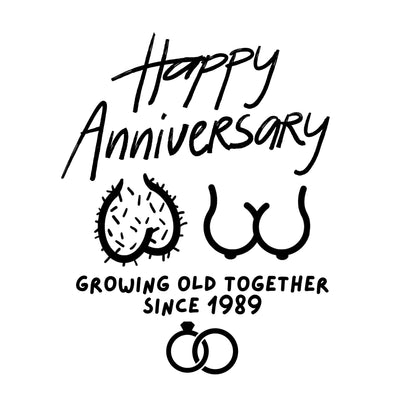 Growing old Together Since (year) Sagging boobs and hairy balls Decal, Funny Wedding Anniversary Gift Idea,  Car Window, Laptop Decal