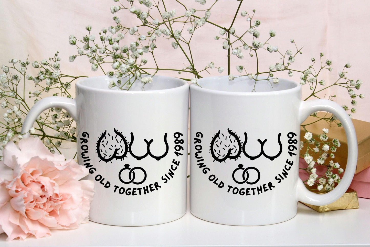 Growing old Together Since (year) Sagging boobs and hairy balls Decal, Funny Wedding Anniversary Gift Idea,  Car Window, Laptop Decal